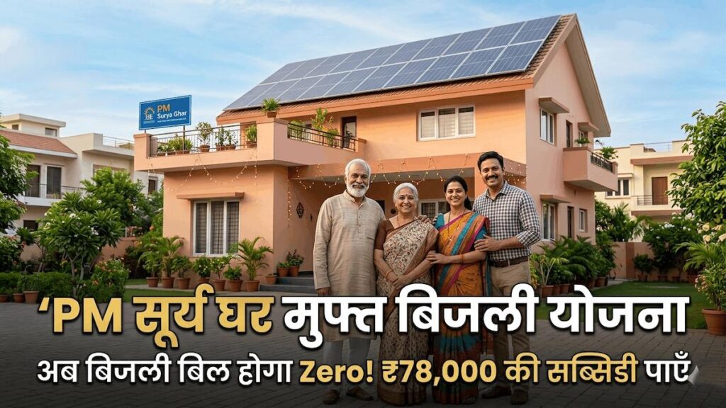 PM सूर्य घर मुफ्त बिजली योजना के तहत सोलर पैनल और ₹78,000 सब्सिडी की जानकारी PM Surya Ghar Muft Bijli Yojana