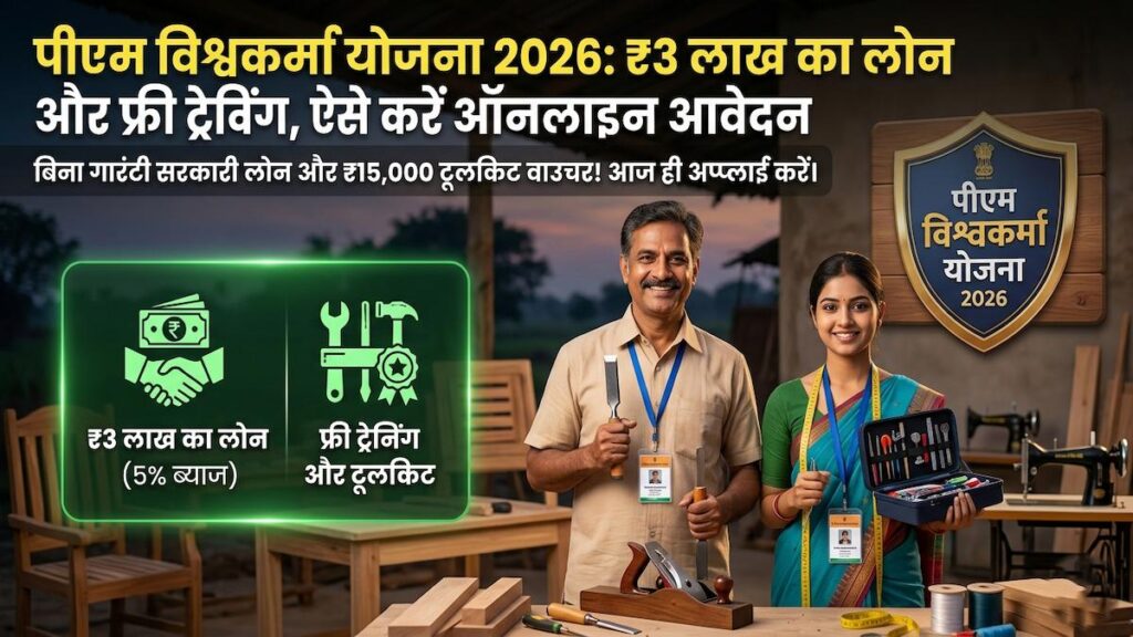 पीएम विश्वकर्मा योजना 2026: ₹3 लाख का लोन और फ्री ट्रेनिंग, ऐसे करें ऑनलाइन आवेदन PM Vishwakarma Yojana 2026
