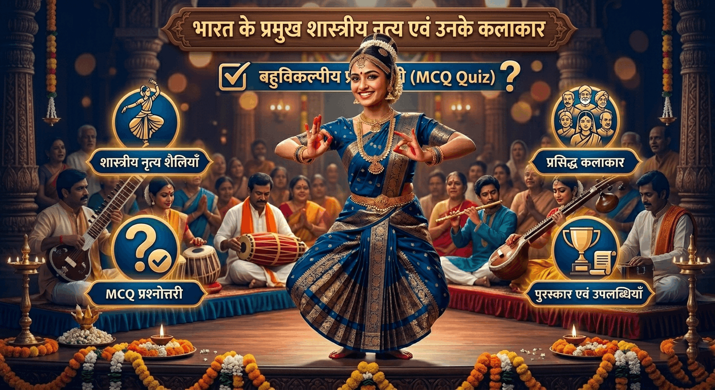 भारत के प्रमुख शास्त्रीय नृत्य एवं उनके कलाकार MCQ क्विज़