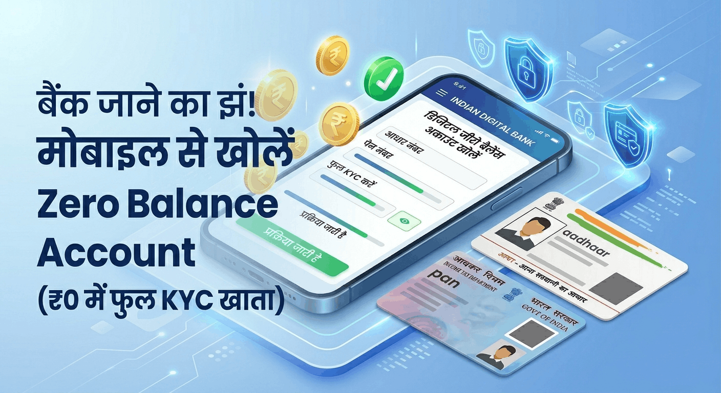 Zero Balance Account Kaise Khole Mobile Se"।