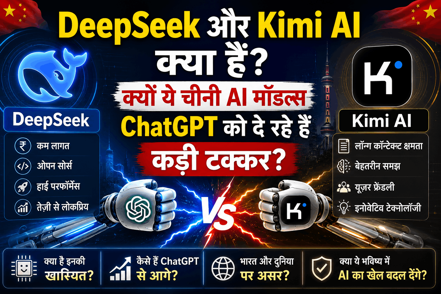 DeepSeek और Kimi AI क्या हैं क्यों ये चीनी AI मॉडल्स ChatGPT को दे रहे हैं कड़ी टक्कर 2026